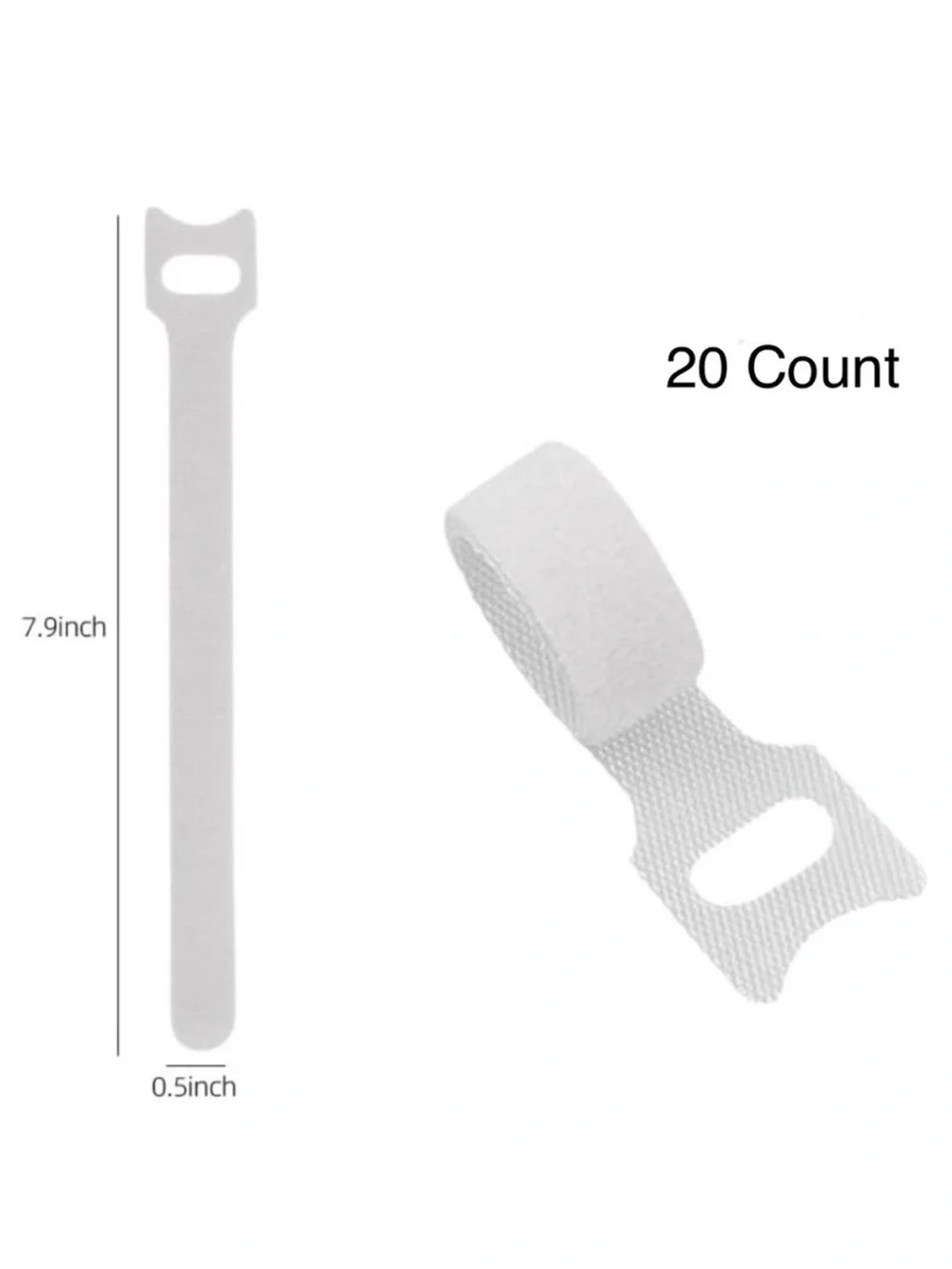 💞 New 20-Count Pack of White Reusable Hook & Loop Cable Organizer Straps